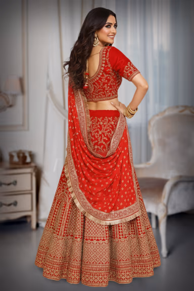Luxurious Panne Velvet Lehenga with Intricate Wirework and Stone Embellishments for Grand Celebrations — view 3 of 4