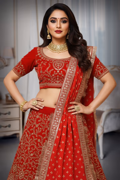 Luxurious Panne Velvet Lehenga with Intricate Wirework and Stone Embellishments for Grand Celebrations — view 1 of 4
