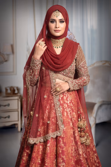 Traditional Maroon Banarasi Silk Lehenga Featuring Rich Floral Motifs An Intricately Heavily Embroidered… — view 3 of 4