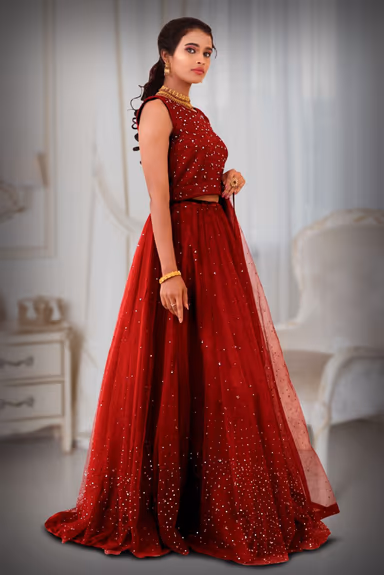 Maroon Hand embellished lehenga — view 6 of 6