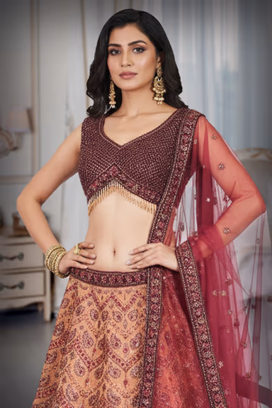 Maroon royal bridal lehenga Multi Coloured — view 1 of 2
