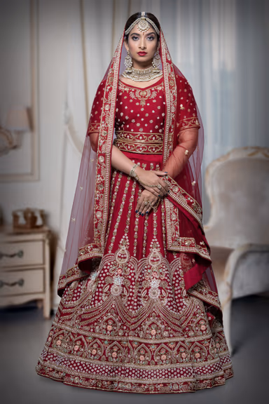 Maroon Zardozi Silk Lehenga — view 2 of 6