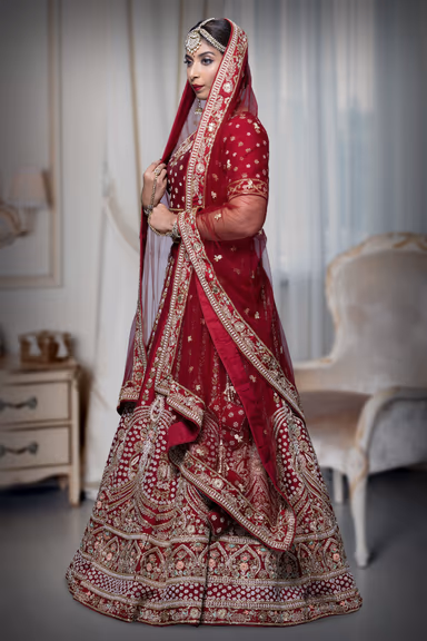 Maroon Zardozi Silk Lehenga — view 6 of 6