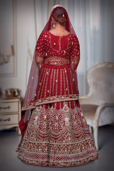 Maroon Zardozi Silk Lehenga — view 5 of 6
