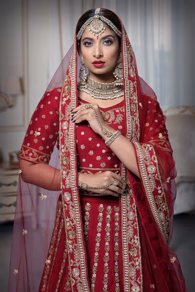 Maroon Zardozi Silk Lehenga — view 1 of 6