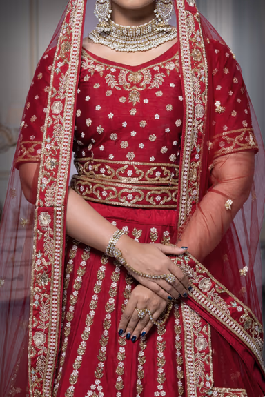 Maroon Zardozi Silk Lehenga — view 4 of 6