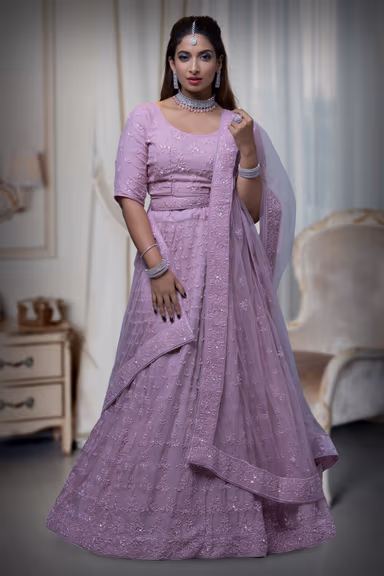 Mauve Pink Sequins Lehenga — view 2 of 6