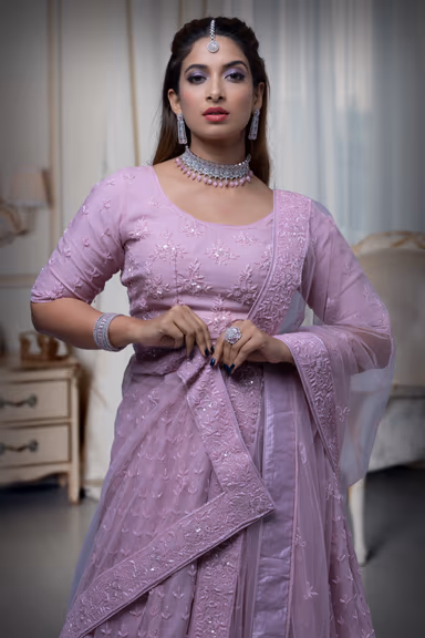 Mauve Pink Sequins Lehenga — view 1 of 6