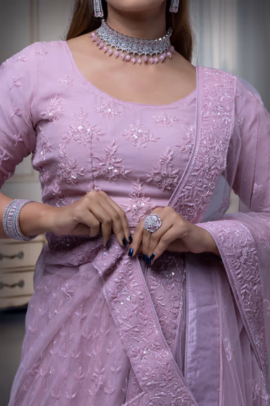 Mauve Pink Sequins Lehenga — view 4 of 6