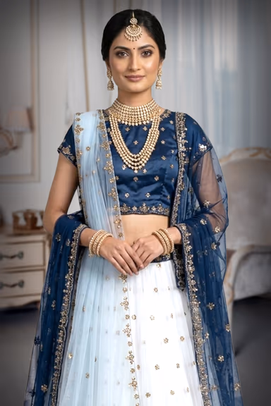 Midnight Bloom Embroidered gold  Work  lehenga — view 6 of 7