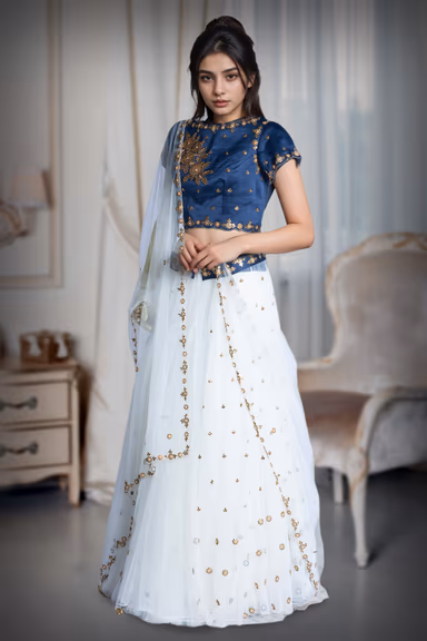 Midnight Bloom Embroidered gold  Work  lehenga — view 4 of 7
