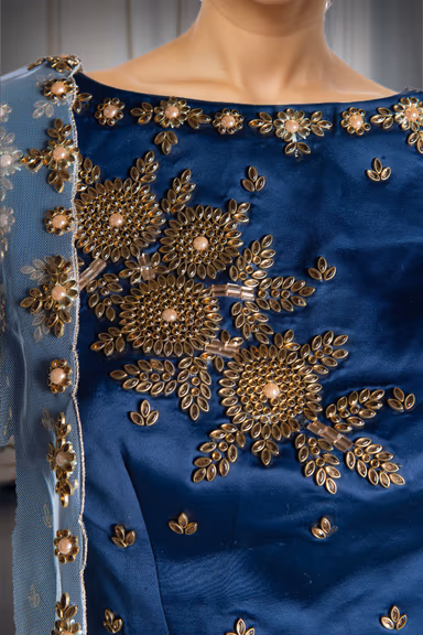 Midnight Bloom Embroidered gold  Work  lehenga — view 3 of 7