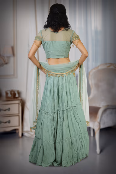 Mint Green Breezy Modern Touch Lehenga — view 3 of 3