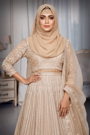 Nude Heavy Sequin and Embroidered Lehenga Skirt — view 3 of 4