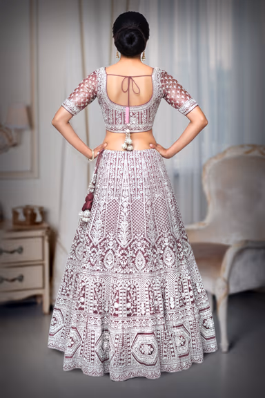 Onian pink lehenga with silver embriodered — view 4 of 4