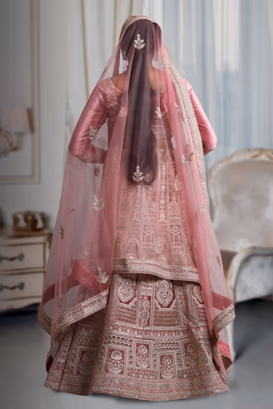 Pink golden work lehenga — view 5 of 5