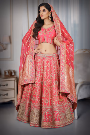 Pink Gotta Patti Embroidred Lehenga — view 3 of 3