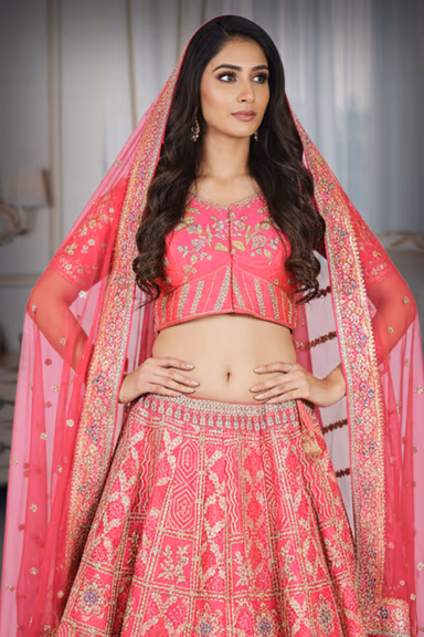Pink Gotta Patti Embroidred Lehenga — view 1 of 3