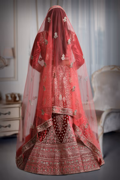 pink velvet jarkan work lehenga — view 5 of 5