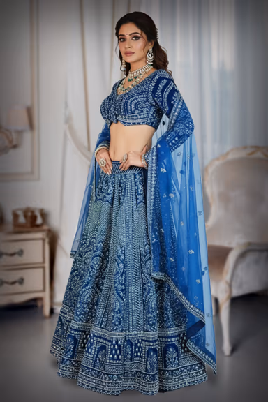 Radiant Royal Blue Lehenga — view 3 of 4