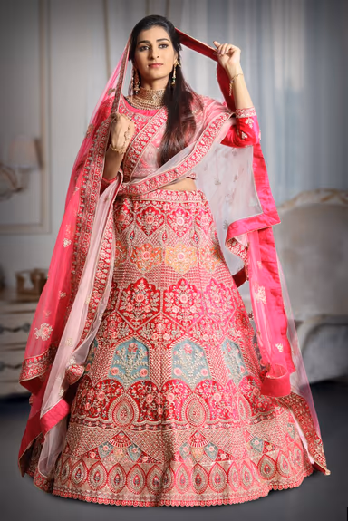 Rani pink embroidery sequins work lehenga — view 2 of 5