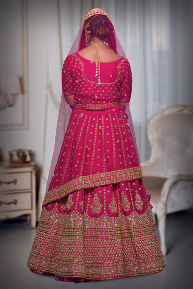 Rani pink motti silk lehenga — view 6 of 6