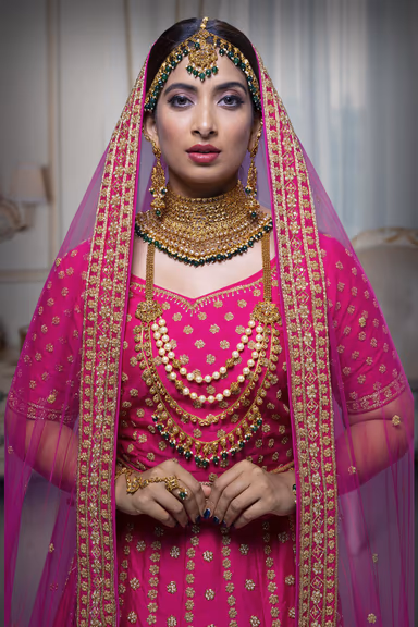 Rani pink motti silk lehenga — view 1 of 6