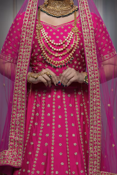 Rani pink motti silk lehenga — view 4 of 6