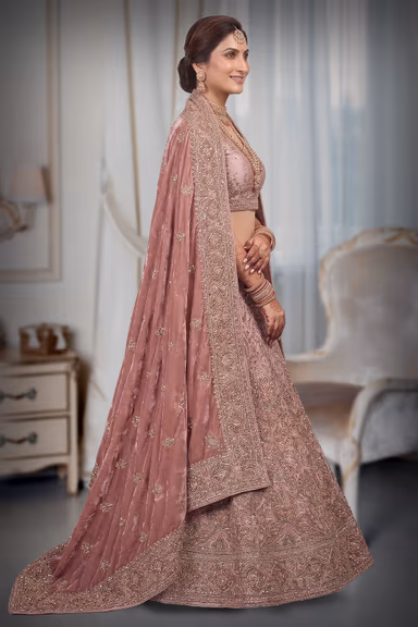 Regal bridal Lehenga In Rich Shades Of Dusty Rose And Mauve. — view 3 of 3