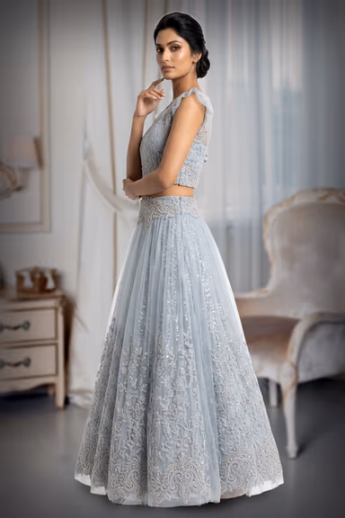 Grey Sleeveless Lehenga — view 3 of 3