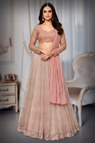 Spanish pink blouse with a nude coloured skirt — view 2 of 3