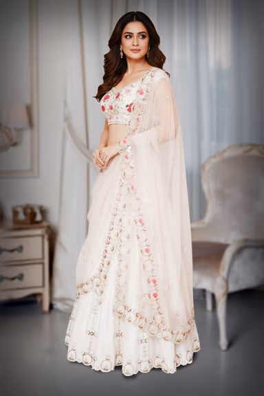 Swan White acrylic lehenga — view 4 of 4