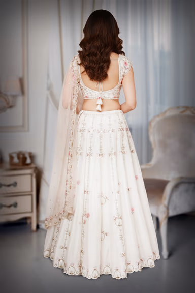 Swan White acrylic lehenga — view 3 of 4
