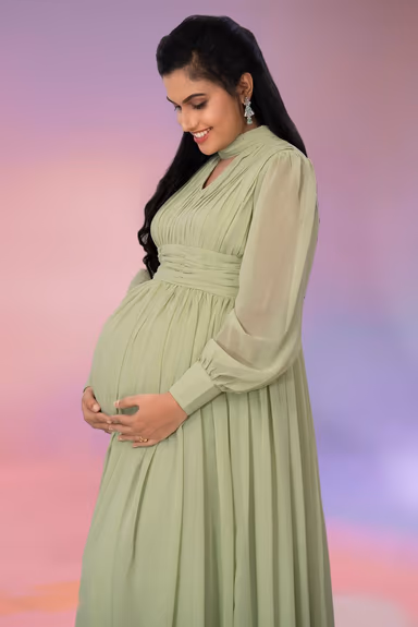 Green Gathered crush gown — view 4 of 5