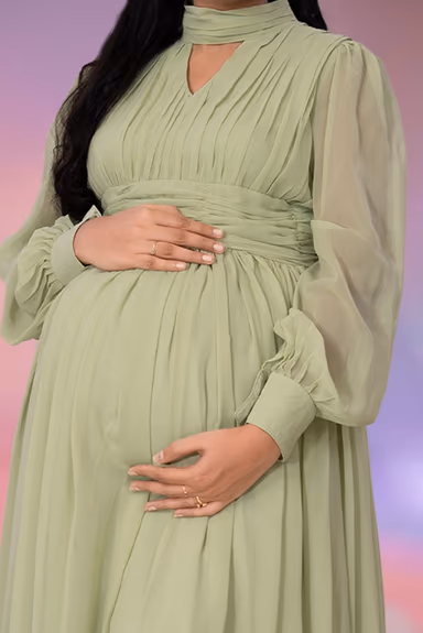 Green Gathered crush gown — view 5 of 5