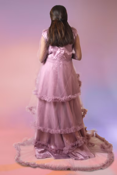 Lavender ruffled tulle  gown — view 5 of 5