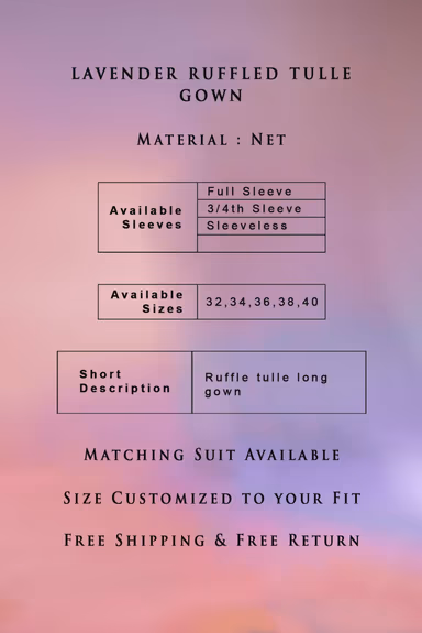 Lavender ruffled tulle  gown — view 3 of 5