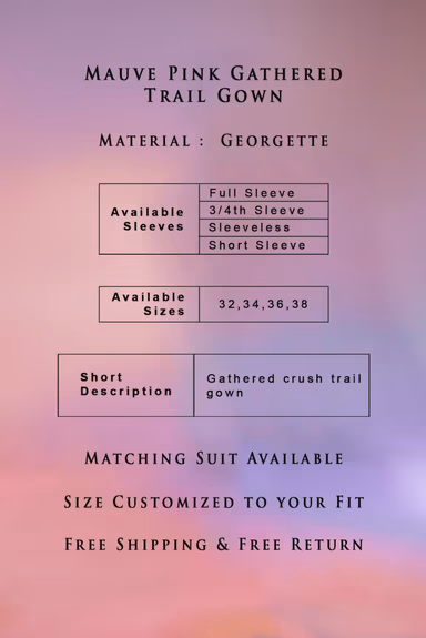 Mauve pink gathered trail gown — view 4 of 6