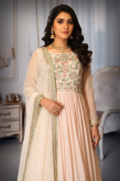 Designer Pastel Dual-Tone Anarkali with Dupatta — view 1 of 3