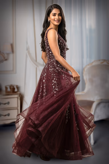 This Shimmering Purple Gown Showcases Heavy Geometric Sequin Work — view 3 of 3