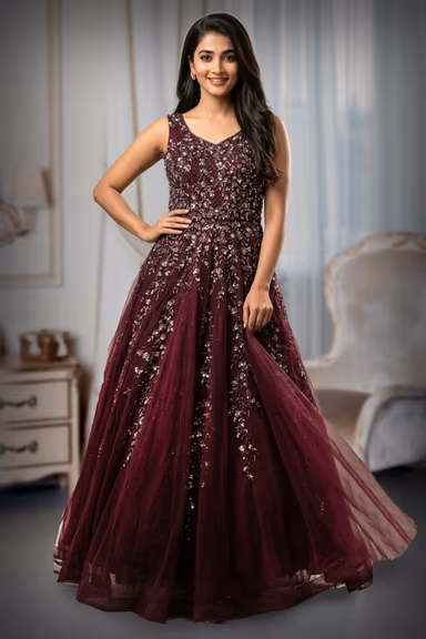 This Shimmering Purple Gown Showcases Heavy Geometric Sequin Work — view 2 of 3