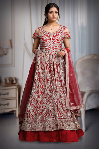 Crimson Royale Heavy Embroidered Anarkali Gown — view 2 of 3