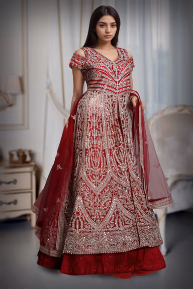 Crimson Royale Heavy Embroidered Anarkali Gown — view 3 of 3