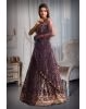 Dark Purple Color Heavy Contrast Threadwork Georgette Gown — view 4 of 5