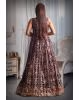 Dark Purple Color Heavy Contrast Threadwork Georgette Gown — view 5 of 5