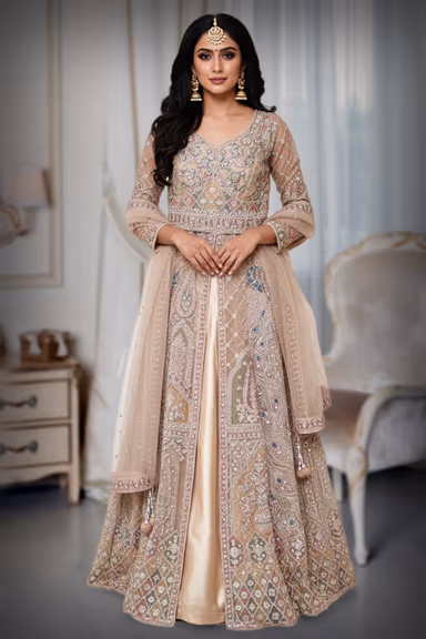 Embroidered peacock motif sharara — view 3 of 4
