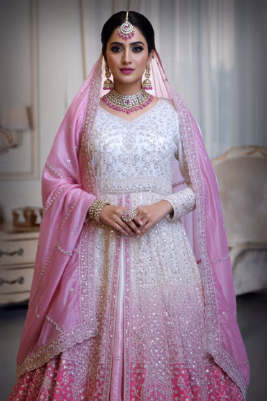 Luxury Hand-Embroidered Kalidar Anarkali Suit with Dupatta — view 1 of 4