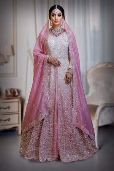 Luxury Hand-Embroidered Kalidar Anarkali Suit with Dupatta — view 2 of 4