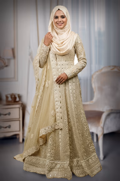 Ivory Pre Wedding Gown With Thread And Sequins Embroidery All Over The Gown — view 4 of 4