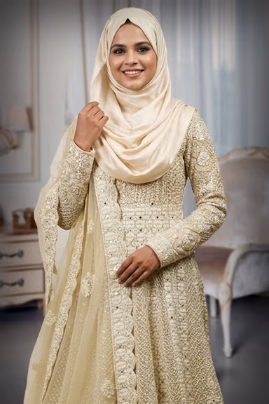 Ivory Pre Wedding Gown With Thread And Sequins Embroidery All Over The Gown — view 3 of 4